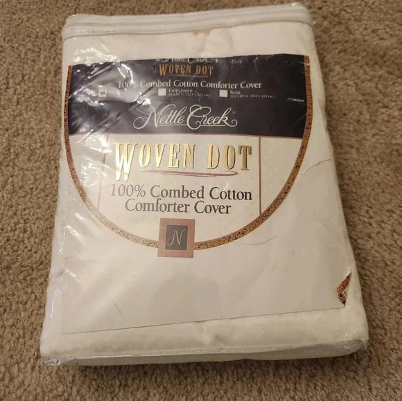 Nettle Creek Woven Dot 100% Combed Cotton Comforter Twin Size Cover NWT